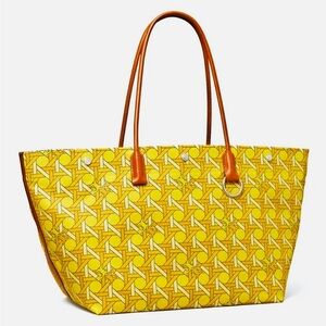 Tory Burch Canvas Basketweave Large Tote